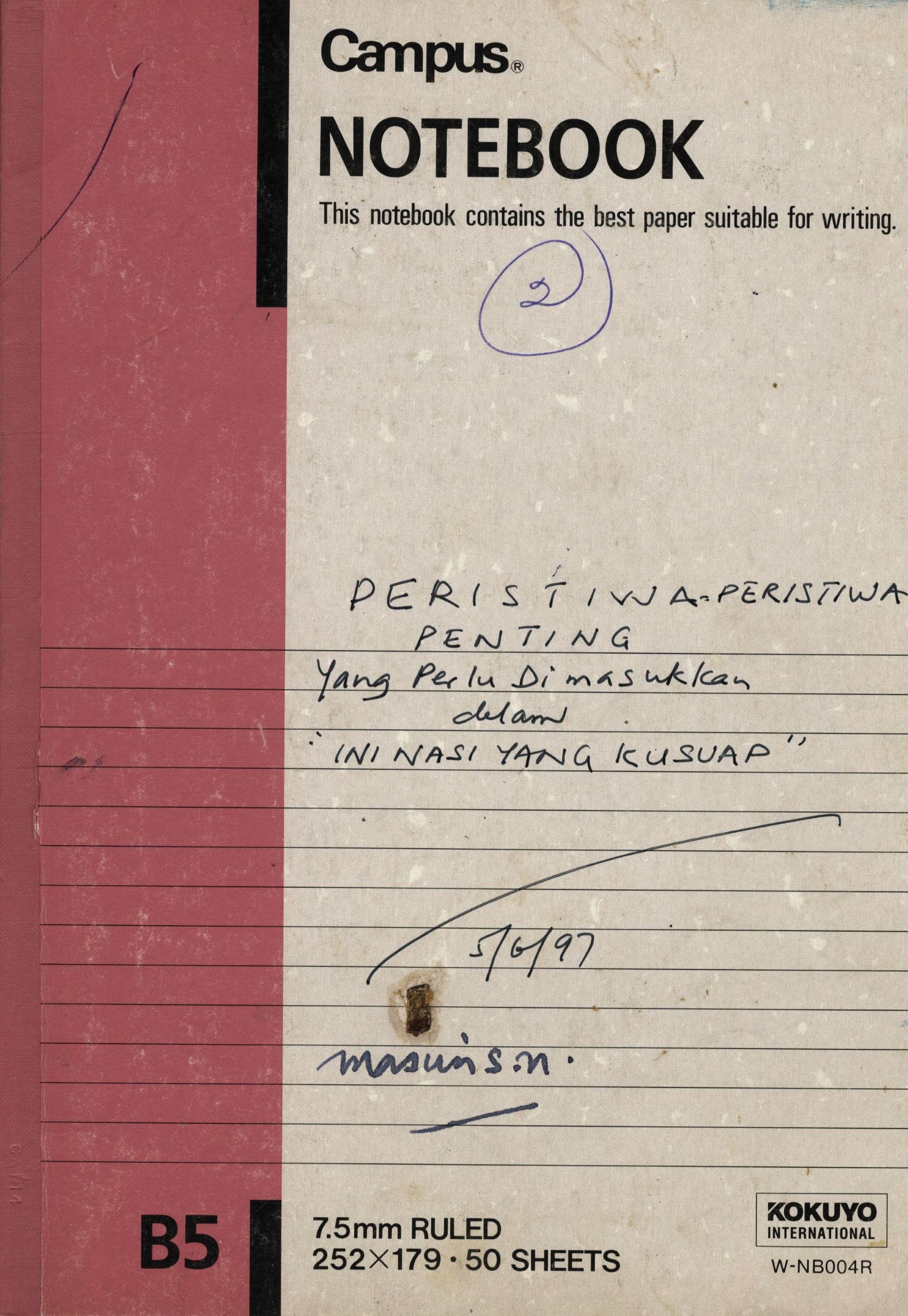 Drafts of Masuri Salikun's memoirs, which constituted his poetry; the late writer had intended to title the volume “Ini Nasi Yang Kusuap”.